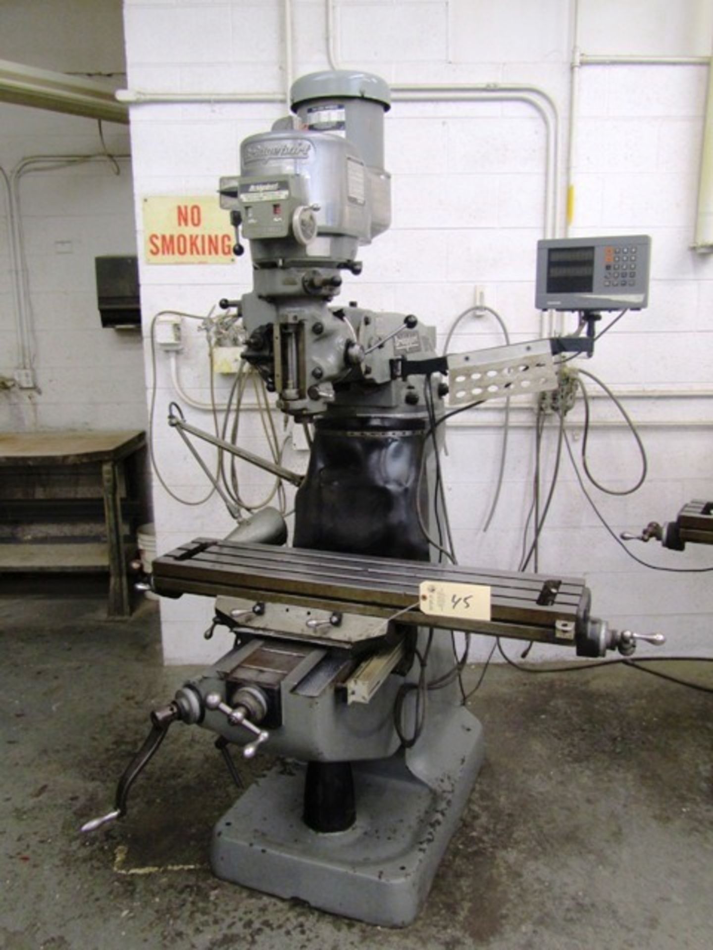 Bridgeport Vertical Milling Machine with 9'' x 48'' Table, R-8 Taper Spindle Speeds to 4,200 RPM,