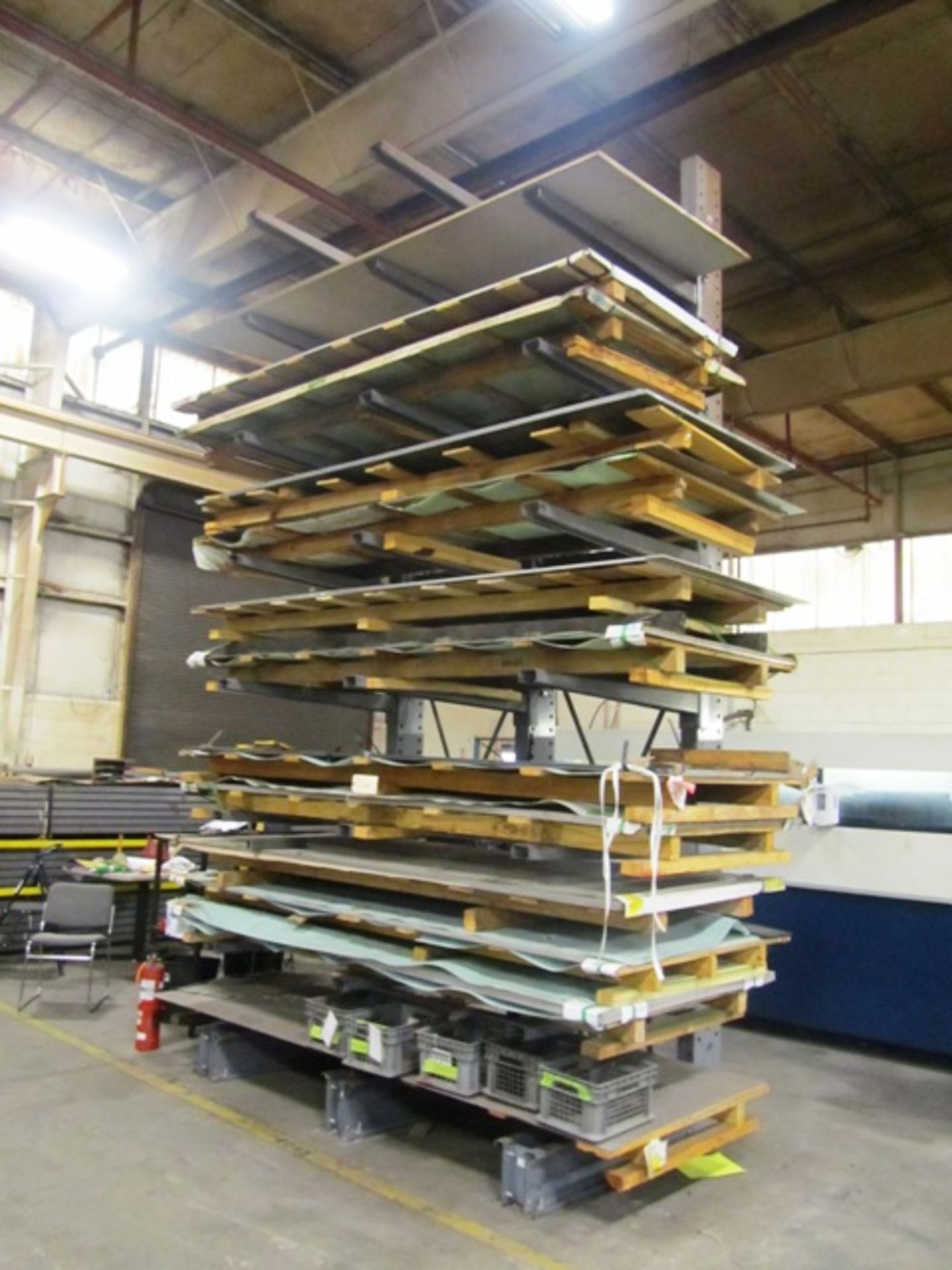 4' x 8' Sheets of Misc Gauge of Aluminum & Steel Plate with Cantilever Rack