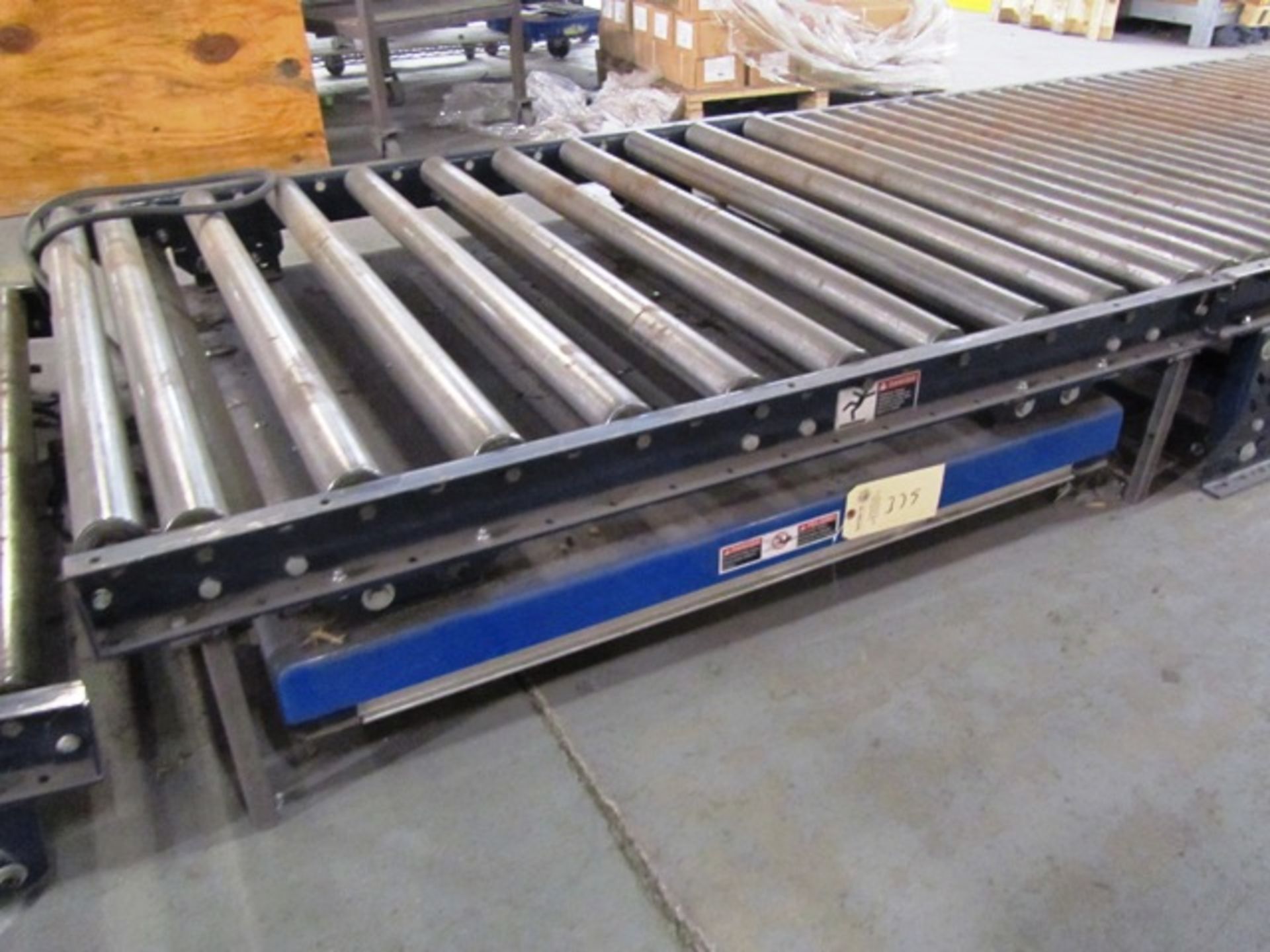 4' x 4' 3,000lb Capacity Scissor Lift Table with Roller Conveyor Top, Push Button Control