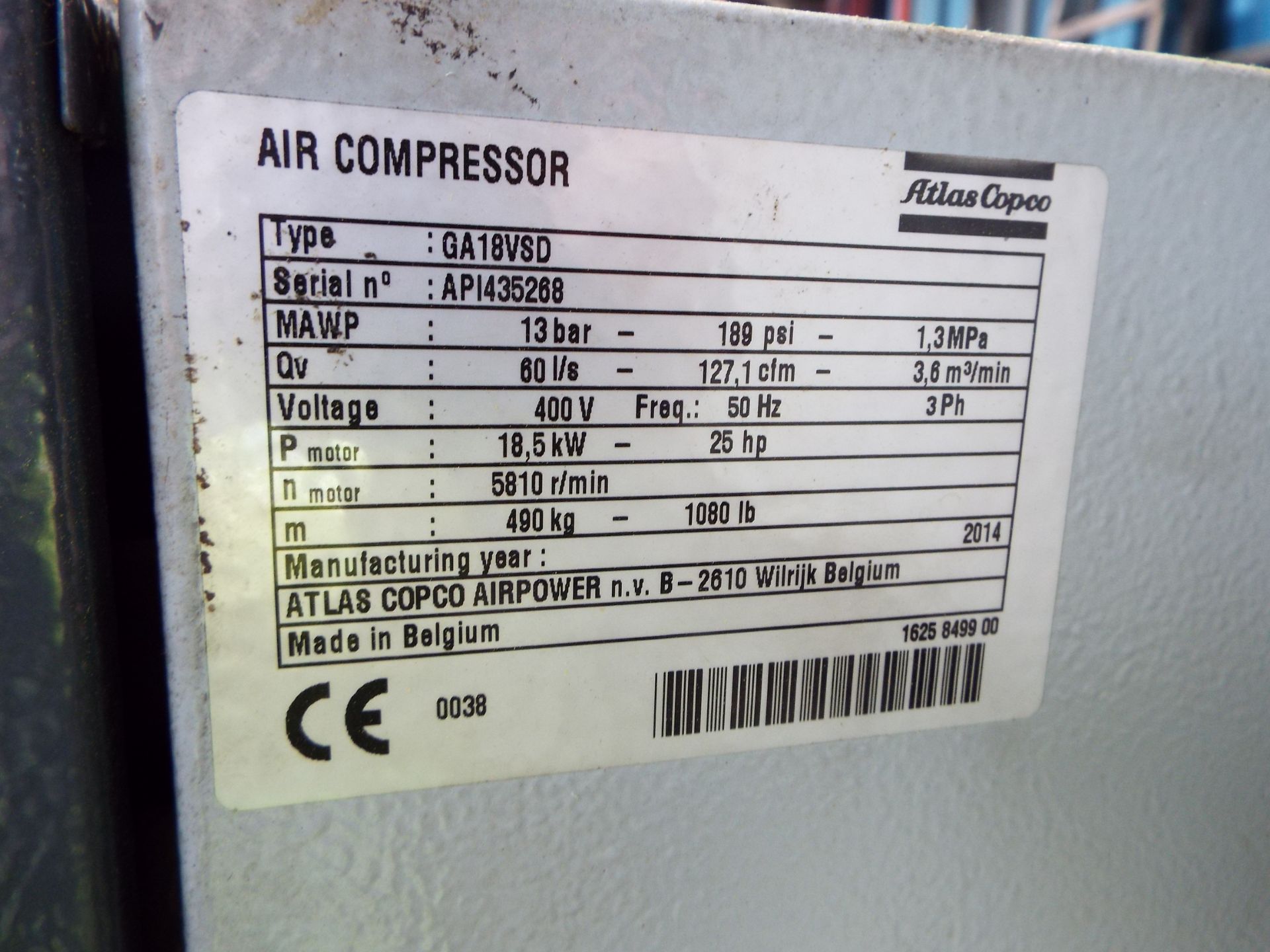 Atlas Copco GA18VSD Air Compressor - Image 5 of 7