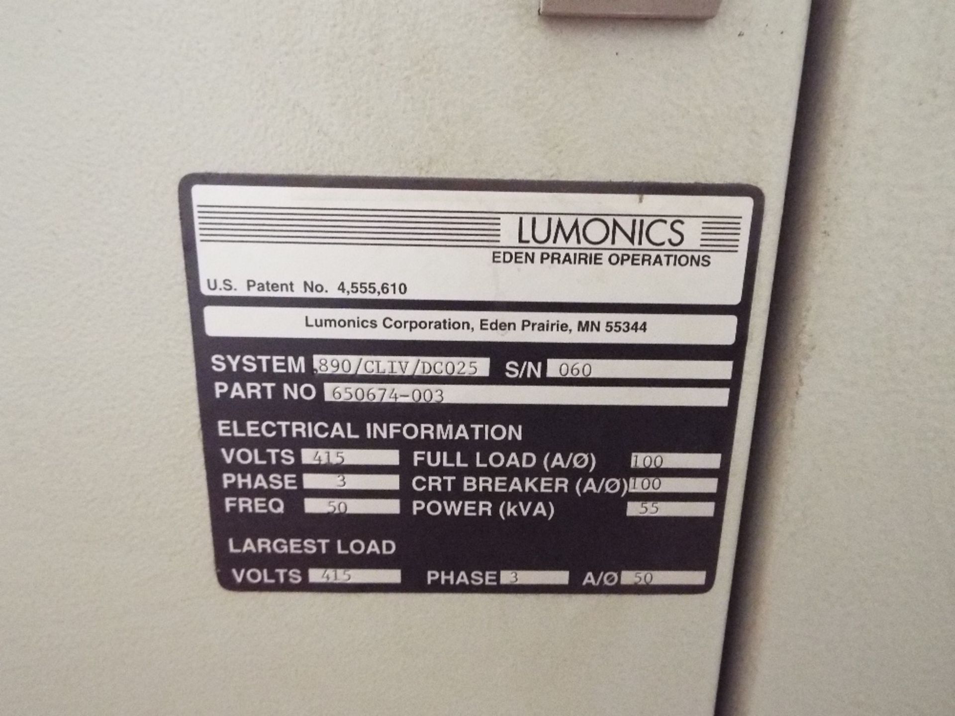 Lumonics Laserdyne 890 Beam Director Multiaxis Laser System cw Dust Extractor and Chilling Unit. - Image 14 of 36