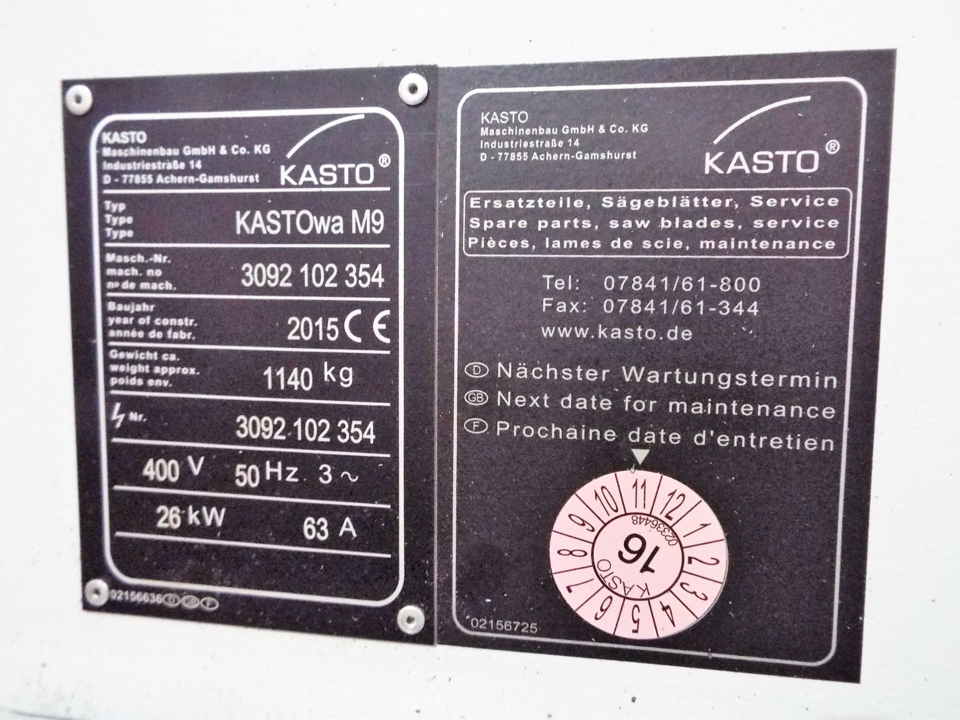 KASTO Wa M9 Automatic Hydraulic Circular Saw, complete with inclined/cam type loading table. - Image 9 of 20