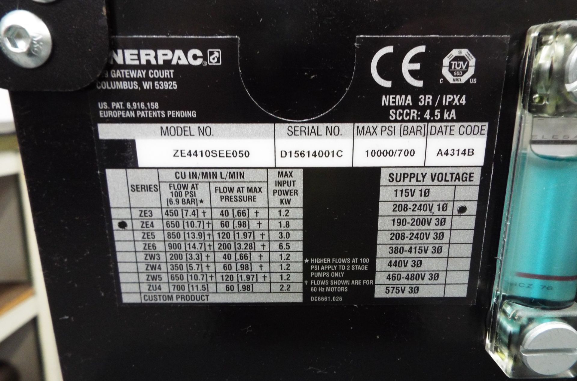 Enerpac XLP50 Workshop Press cw ZE Series Electric Pump and Pendant Controlled Raise/Lower - Image 9 of 14