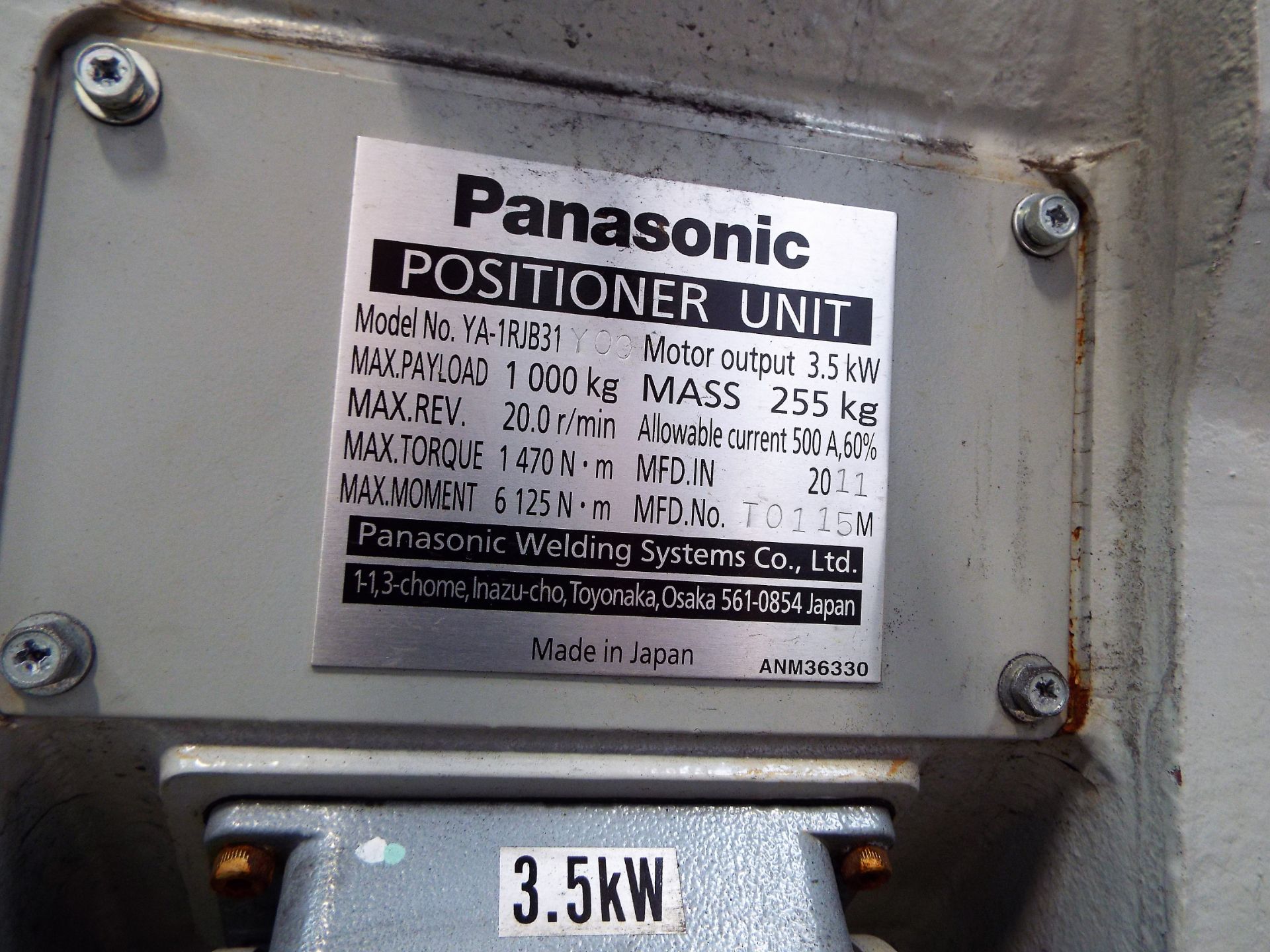 Panasonic TA1800 MIG Welding Robot cw Power Source,Transformer & 7th Axis Rotating Positioner - Image 5 of 10