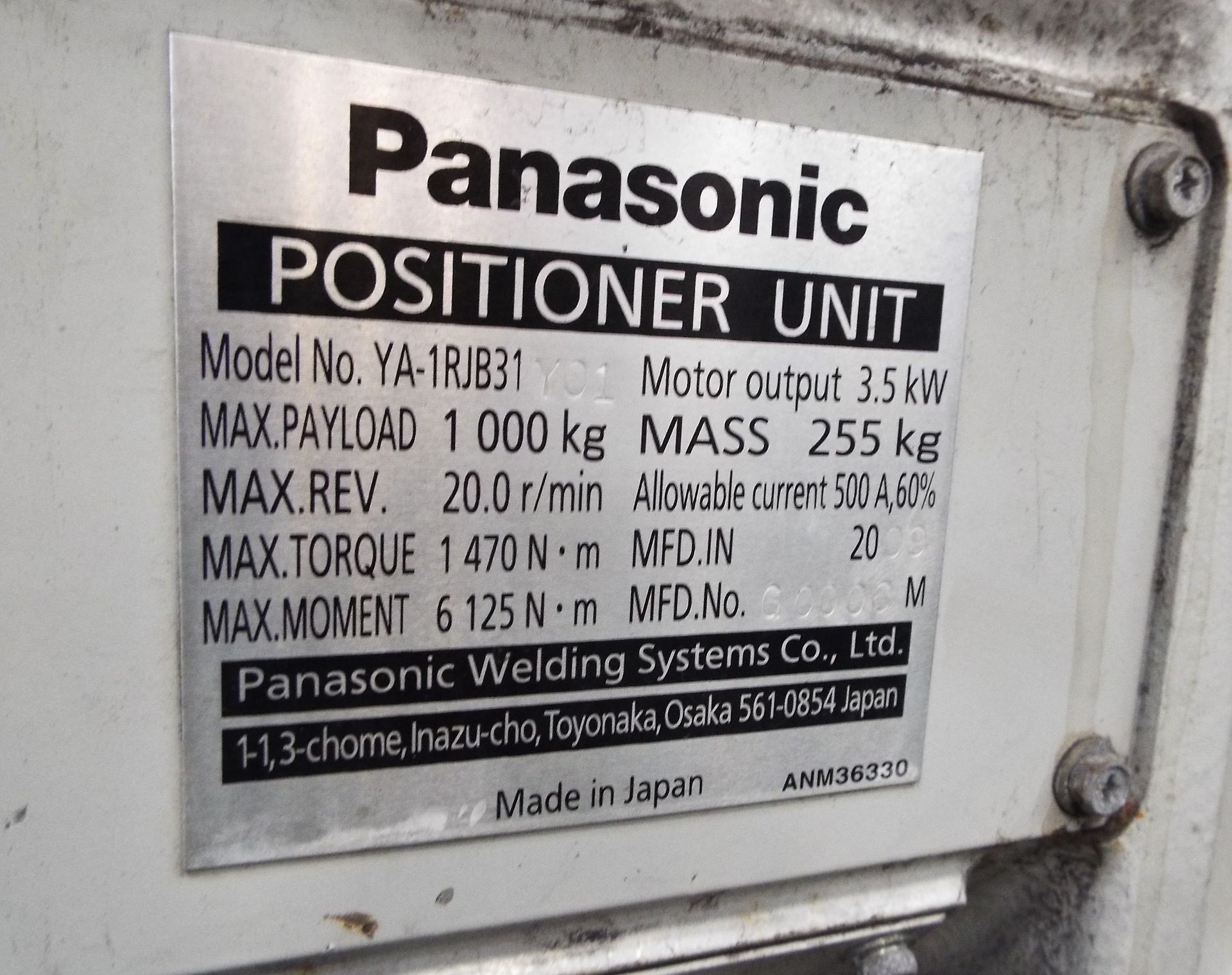 Panasonic TA1800 MIG Welding Robot cw Power Source,Transformer & 7th Axis Rotating Positioner - Image 11 of 12
