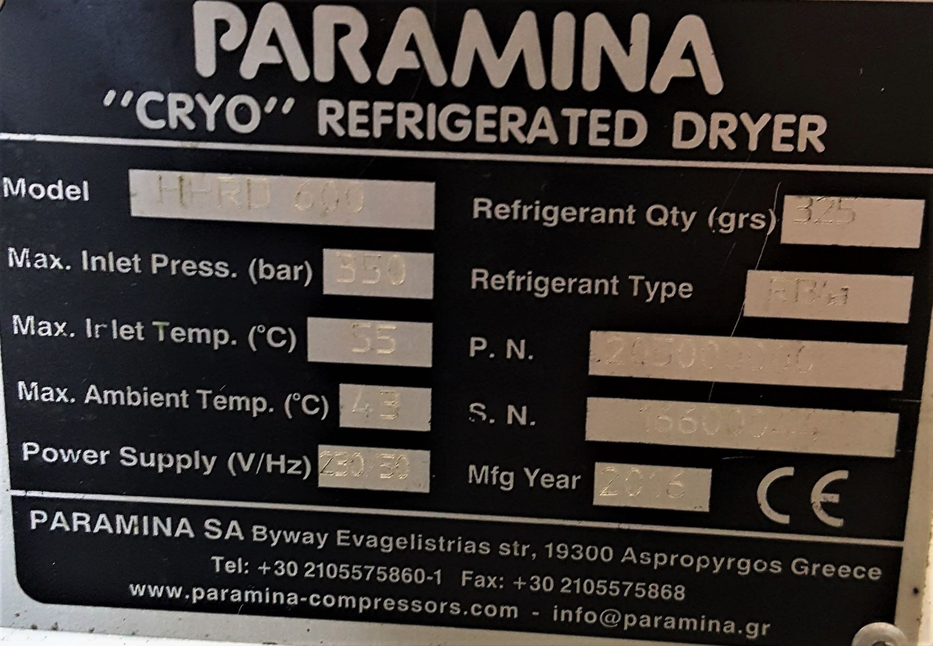 Central Compressors High Pressure (400Bar) Piston Driven Compressor cw Paramina Cryo Dryer. - Image 8 of 11