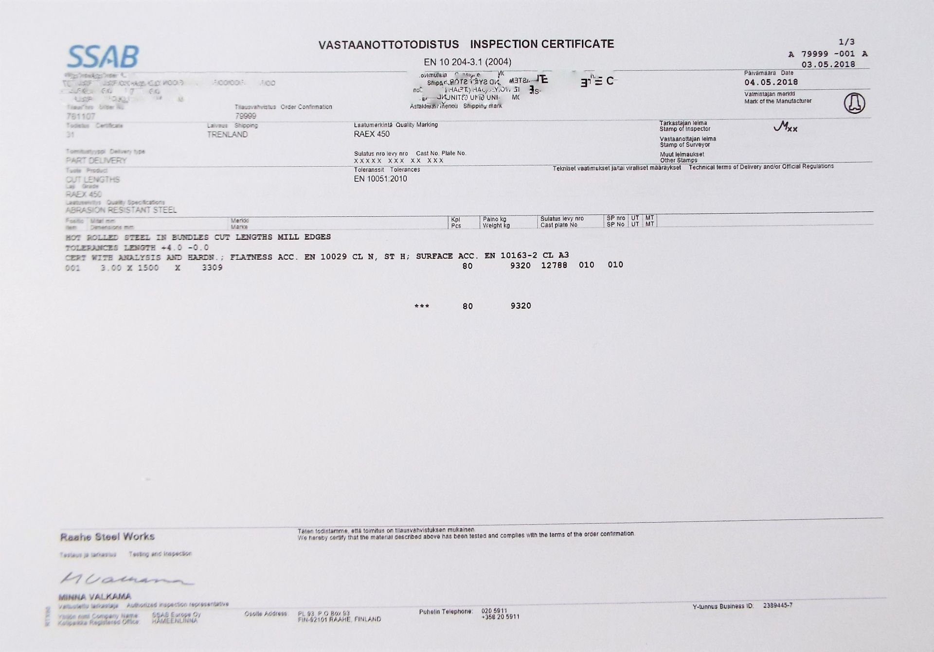 A Quantity Of Raex 450 Abrasion Resistant Sheet Metal - Image 17 of 19