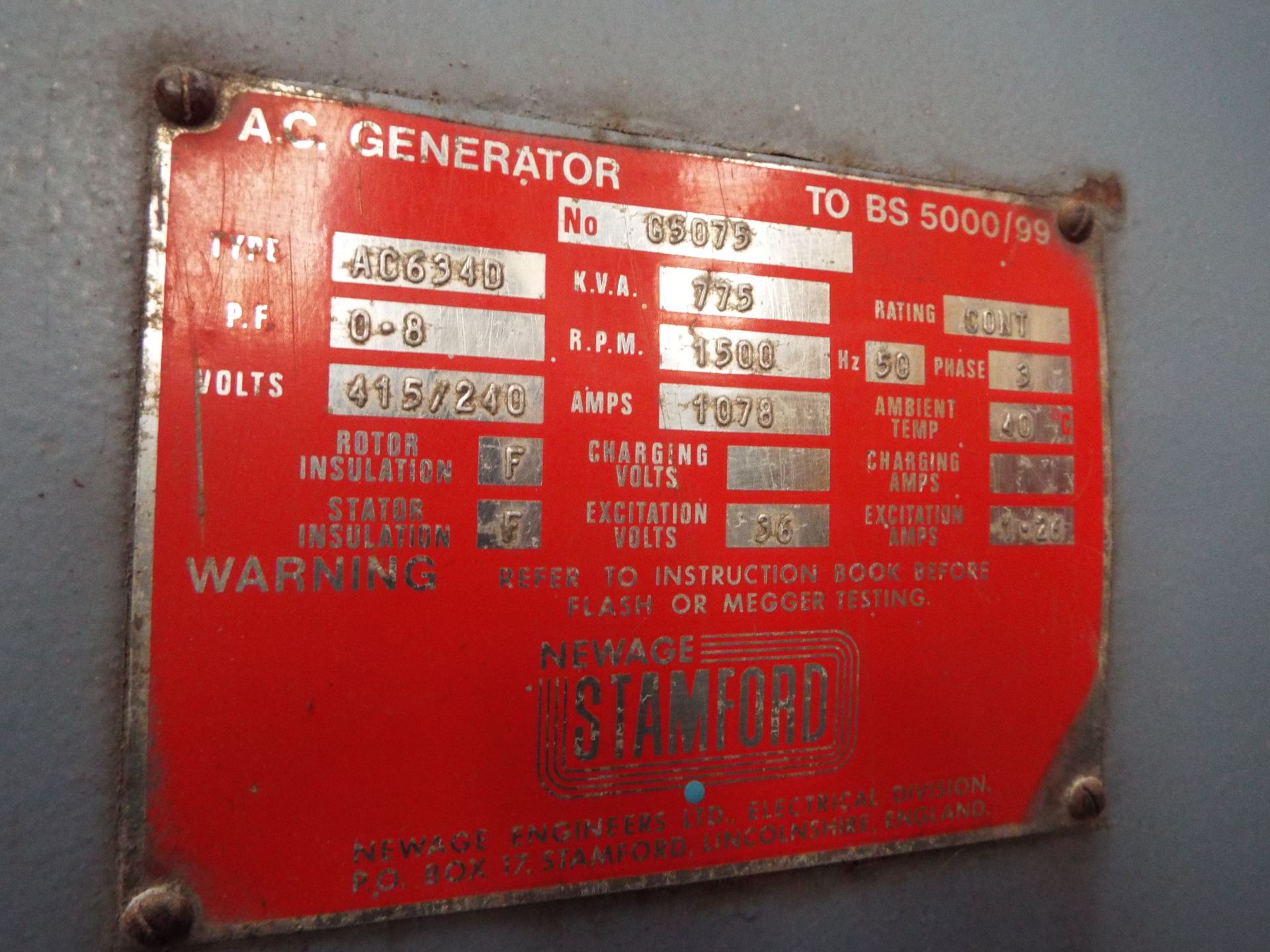 Dawson Keith Diesel (Red) Fired Generator cw 1500 Litre Diesel Storage Tank. - Image 5 of 20
