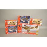 Five Airfix plastic model kits, all military aircraft: two A50169; two A50179; A50141.