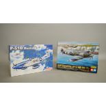Two 1:32 scale plastic model kits, both aircraft: Tamiya 60319.9800 Supermarine Spitfire Mk.