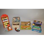 A mixed lot of mostly boxed toys including a vintage Chad Valley 'Blow Football' Game,