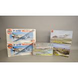 Five Airfix plastic models kits: A10104; A10102; 08008; two 14001. Boxed, ex-shop stock.