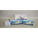 Five HobbyBoss 1:700 scale plastic model kits, all battleships: two 83411; three 83412.