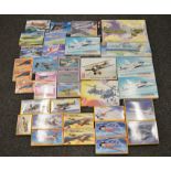 Thirty five plastic model kits, all aircraft, by PM Model, MiniHobbyModels, EMHAR and similar.
