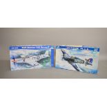 Two Trumpeter 1:24 scale plastic model kits, both aircraft: 02415 'Hurricane' Mk.