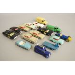 Fifteen unboxed vintage diecast models by Corgi and Dinky with varying degrees of play wear,