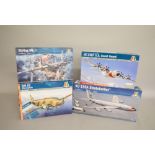 Four Italeri 1:72 scale aircraft plastic model kits: 1348 HC-130J US Coast Guard; 1335 Stirling MkI;