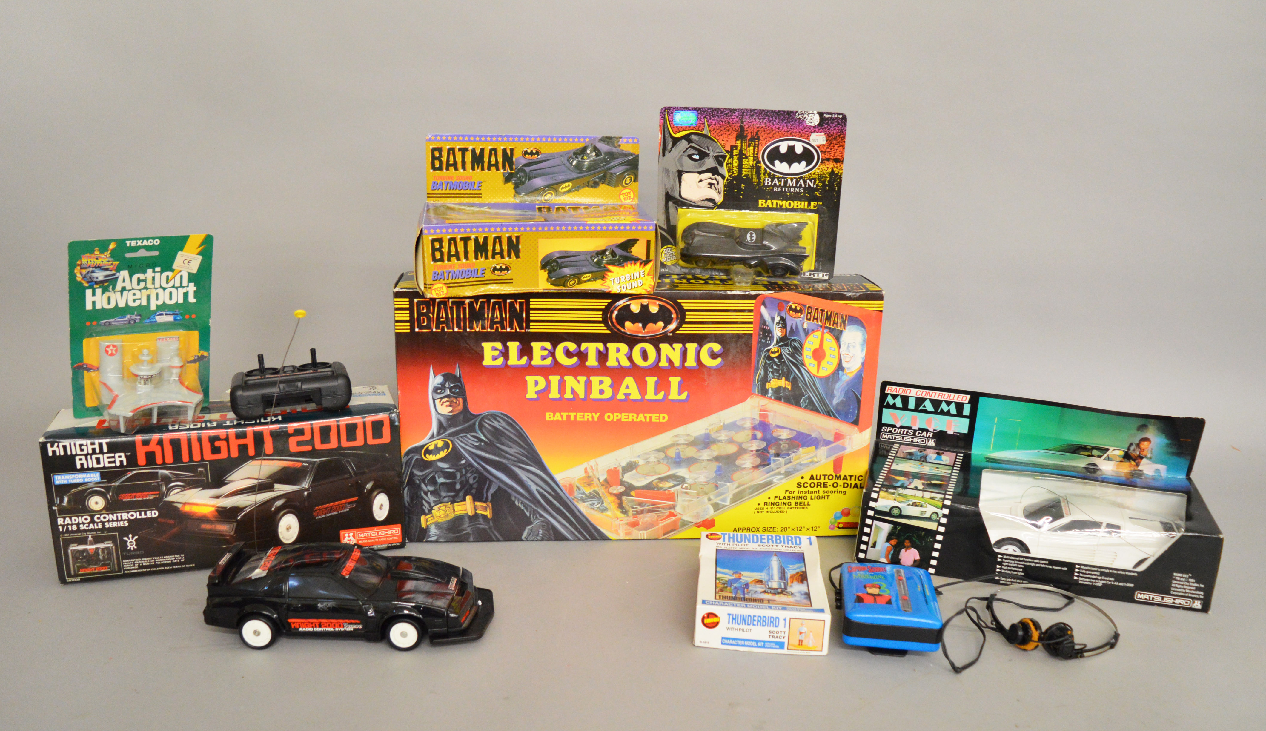 Assorted toys including; Jotastar Batman electronic pinball,