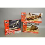 Four Airfix plastic model kits, all military aircraft: A12005A Supermarine Spitfire Mk.