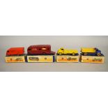 Four boxed Dinky Toys, 514 Guy 'Slumberland' Van, 533 Leyland Cement Wagon,