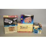 Eight plastic model kits, all buildings, by Italeri and MiniArt, including Italeri Waterloo series.