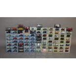 Ninety one 1:76 scale diecast model cars and vans, mainly by Oxford,