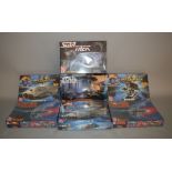 Seven AMT sci-fi related plastic model kits: three Star Wars (two Virago,