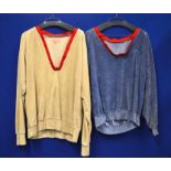 Two blue and cream rare sweaters from the original 'Lost in Space' TV series,