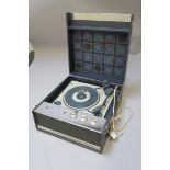 Vintage Bermuda blue record player plays 16, 33, 45 & 78 rpm speeds from the 1960s.