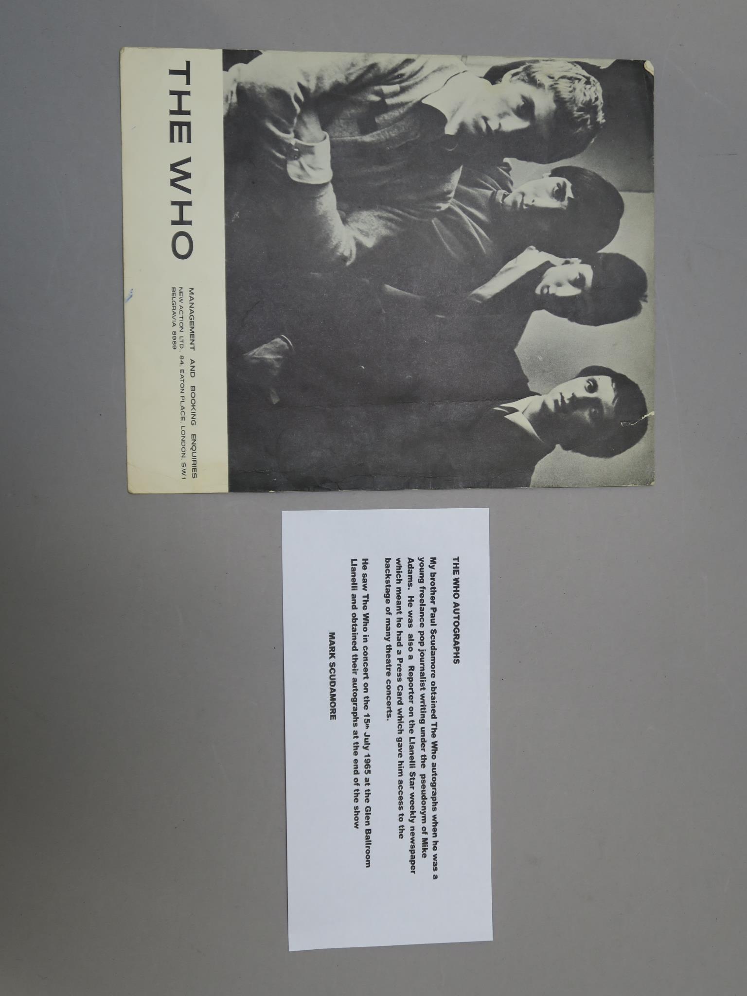 The Who original autographs from Pete Townshend, Keith Moon and Roger Daltrey. - Image 2 of 2