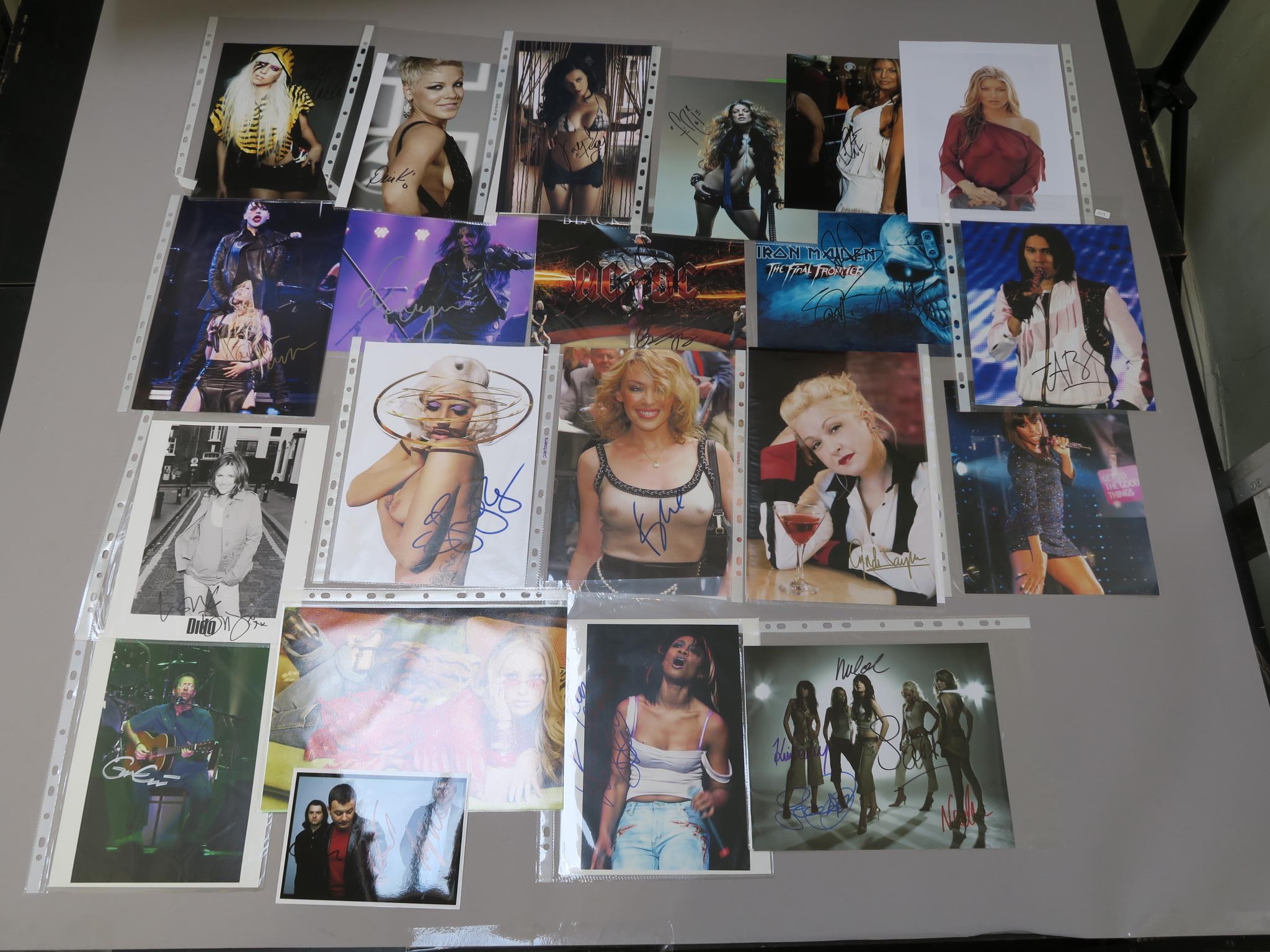 Signed photos of rock and pop stars including Marilyn Manson, Alice Cooper, ACDC (w/ COA),