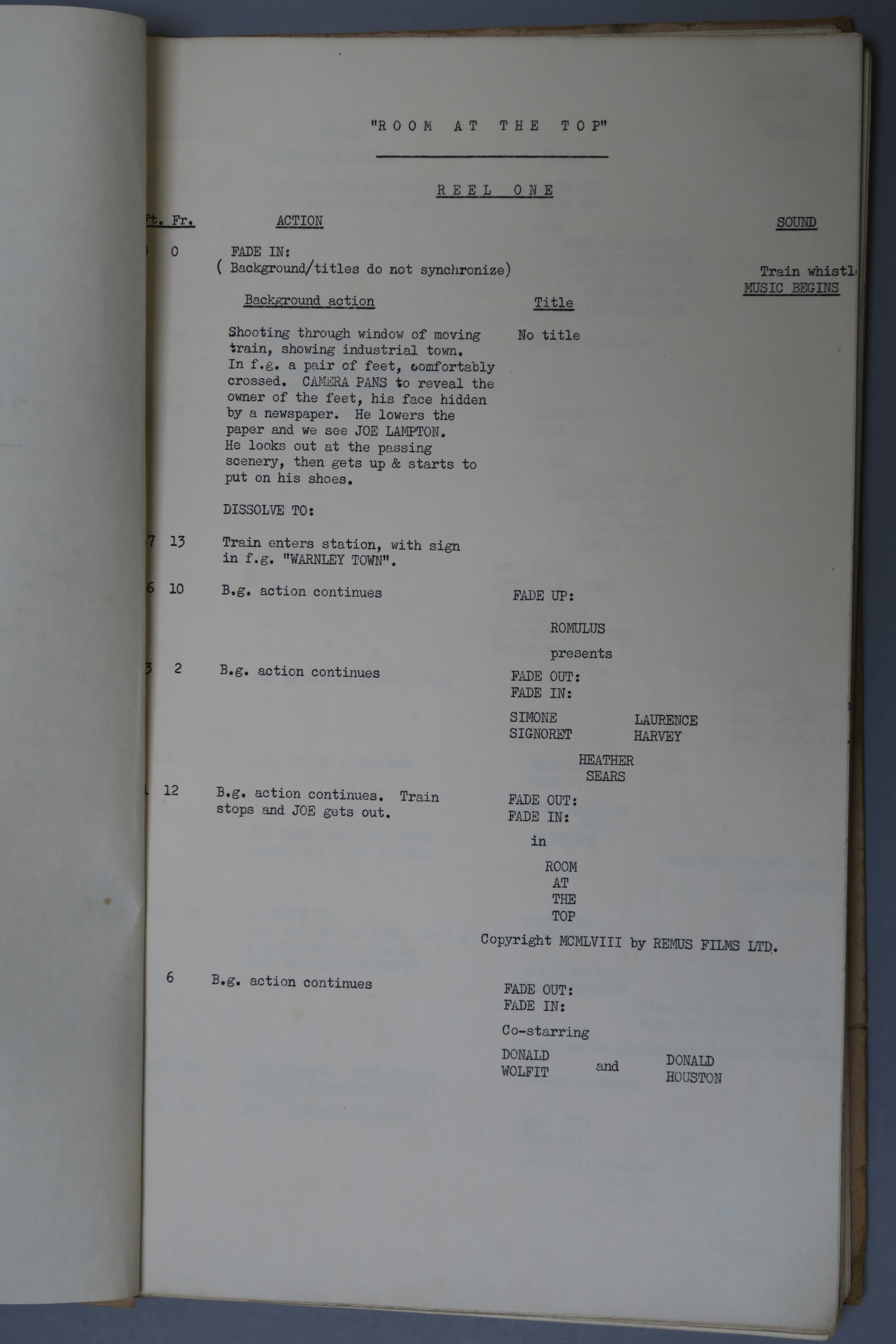 "Room at the Top" (1959) Oscar winning Screenplay Release Script belonging to Neil Paterson who won - Image 3 of 6