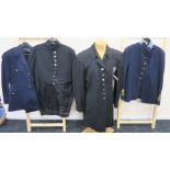 Four coats - two of which have a vintage Policeman look with one having a whistle and Chicago