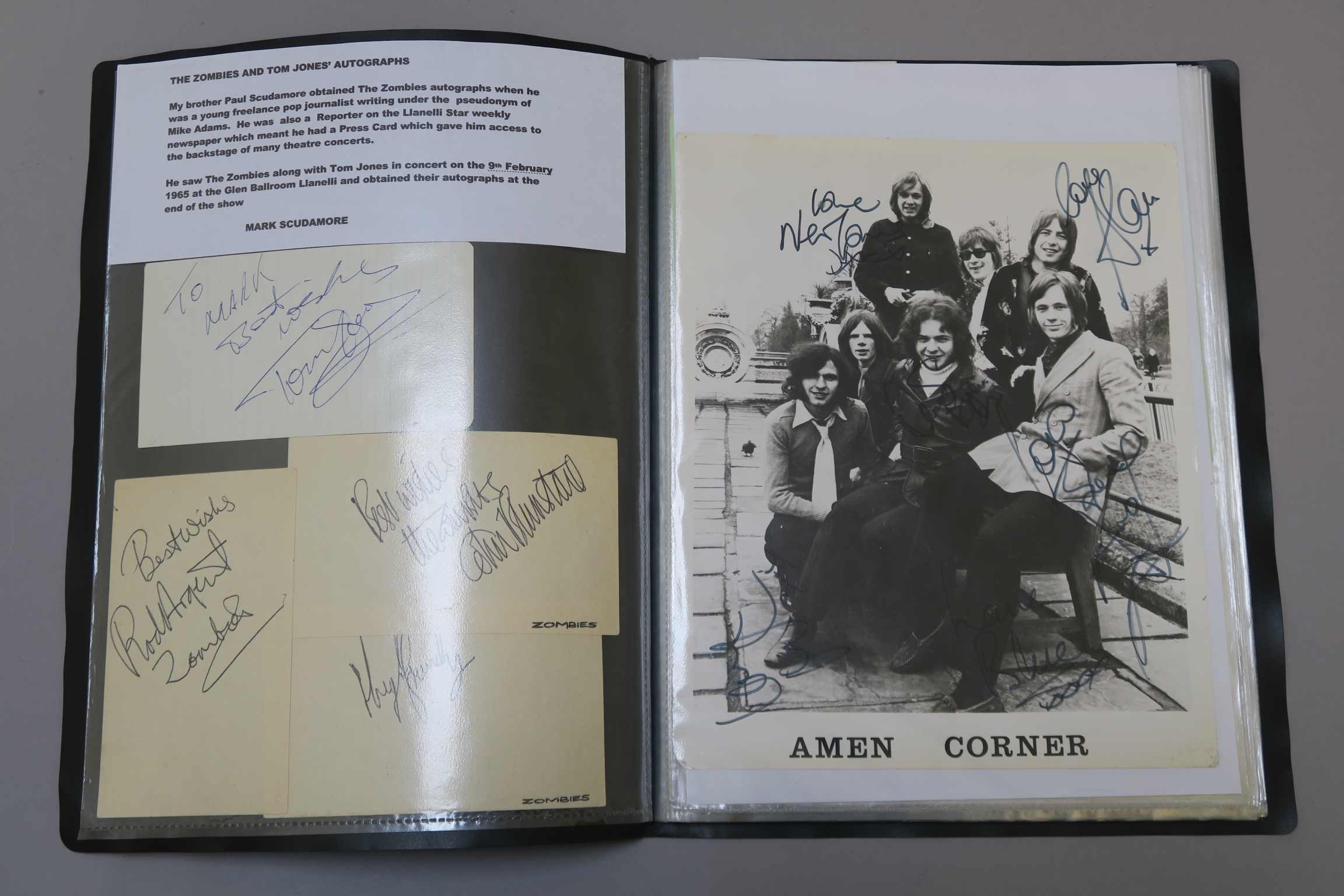 A folder of pop autographs many on photos collected by the reporter for Record Mirror including The