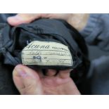 Ralph Richardson long black coat made by Acuna Hollywood with label dated July 1948 as used in the