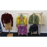 Six waistcoat jackets worn in movie production - one with gold acorn detail,