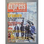 Liam and Noel Gallagher signed Oasis cover photo on Express Magazine with Justice for All Worksop