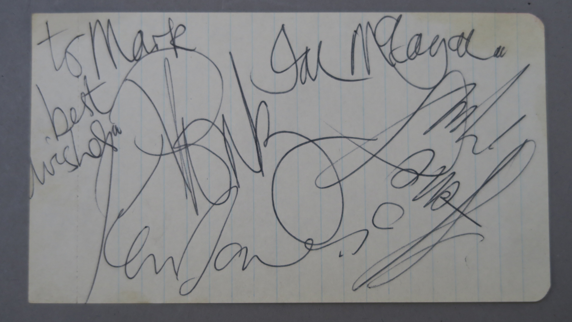 The Small Faces autographs from 1967 featuring the signatures of Steve Marriott,