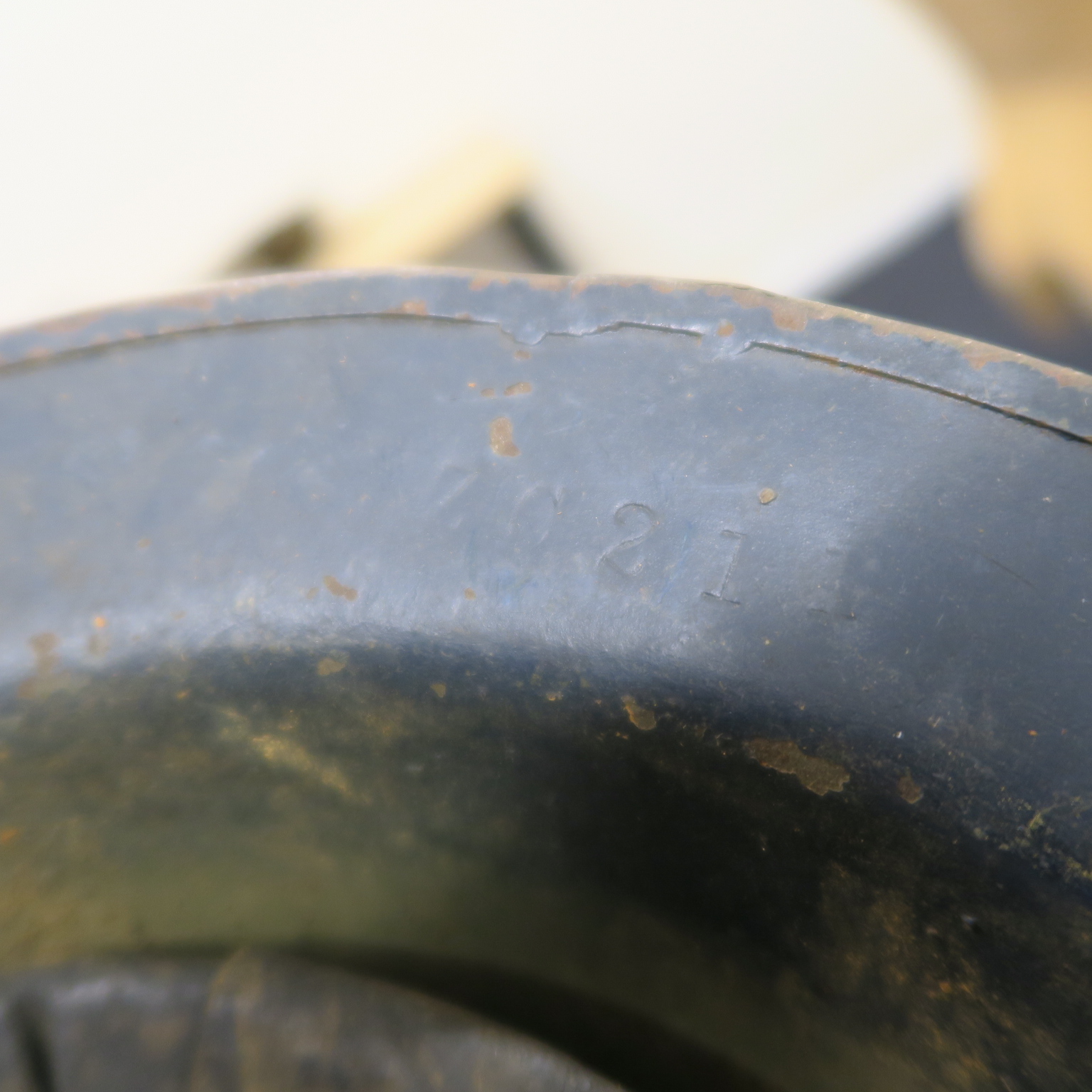 A collection of metal helmets with five being of a military style, - Image 6 of 7