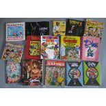 Collection of comic graphic novels and books including R Crumbs "Heroes of Blues,