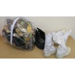 Large collection of mostly ladies shoes as used in movies including high heels size 6 1/2 Caparros,