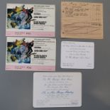 JAMES BOND 007 : On Her Majesty's Secret Service tickets and receipt from Mr Brian Bailey who