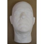 Boris Karloff life mask cast from Styrofoam with metal wire hanger attached to the inside to enable
