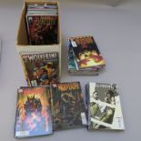 Over 150 Wolverine Marvel comics in excellent condition contained in one comic box,