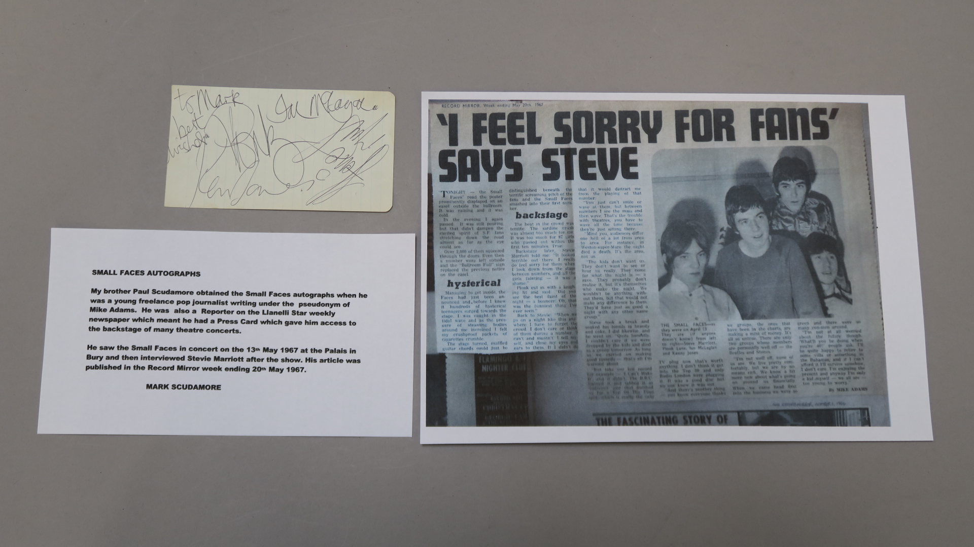 The Small Faces autographs from 1967 featuring the signatures of Steve Marriott, - Image 2 of 3