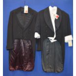 Evening wear including a Western Costume Co black evening jacket with tails printed label Gregory