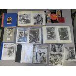 John Wayne assorted folders and photograph albums depicting John Wayne and Errol Flynn with photos,