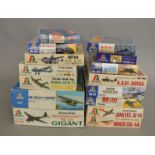 Fifteen aviation related model kits by Italieri, which includes; Junkers Ju-86, Waco CG-4A,