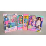 Four boxed Sindy dolls including 'Voyages Op Reis',