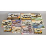 Eleven aviation related model kits by Matchbox, which includes; FRS51 Sea Harrier, Fairey Seafox,